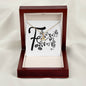 Botanical Monogram F - 18K Yellow Gold Finish Alluring Beauty Necklace With Mahogany Style Luxury Box
