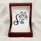 Botanical Monogram S - 18K Yellow Gold Finish Alluring Beauty Necklace With Mahogany Style Luxury Box