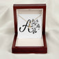 Botanical Monogram A - 18K Yellow Gold Finish Alluring Beauty Necklace With Mahogany Style Luxury Box