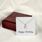 Happy Birthday - 18K Yellow Gold Finish Alluring Beauty Necklace With Mahogany Style Luxury Box