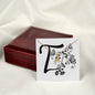Botanical Monogram T - 18K Yellow Gold Finish Alluring Beauty Necklace With Mahogany Style Luxury Box