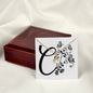 Botanical Monogram C - 18K Yellow Gold Finish Alluring Beauty Necklace With Mahogany Style Luxury Box