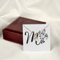 Botanical Monogram M - 18K Yellow Gold Finish Alluring Beauty Necklace With Mahogany Style Luxury Box