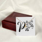 Botanical Monogram P - 18K Yellow Gold Finish Alluring Beauty Necklace With Mahogany Style Luxury Box