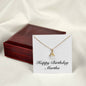 Happy Birthday Martha - 18K Yellow Gold Finish Alluring Beauty Necklace With Mahogany Style Luxury Box