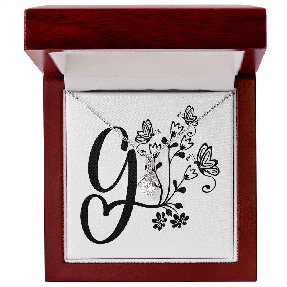 Botanical Monogram G - Alluring Beauty Necklace With Mahogany Style Luxury Box