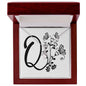 Botanical Monogram Q - Alluring Beauty Necklace With Mahogany Style Luxury Box