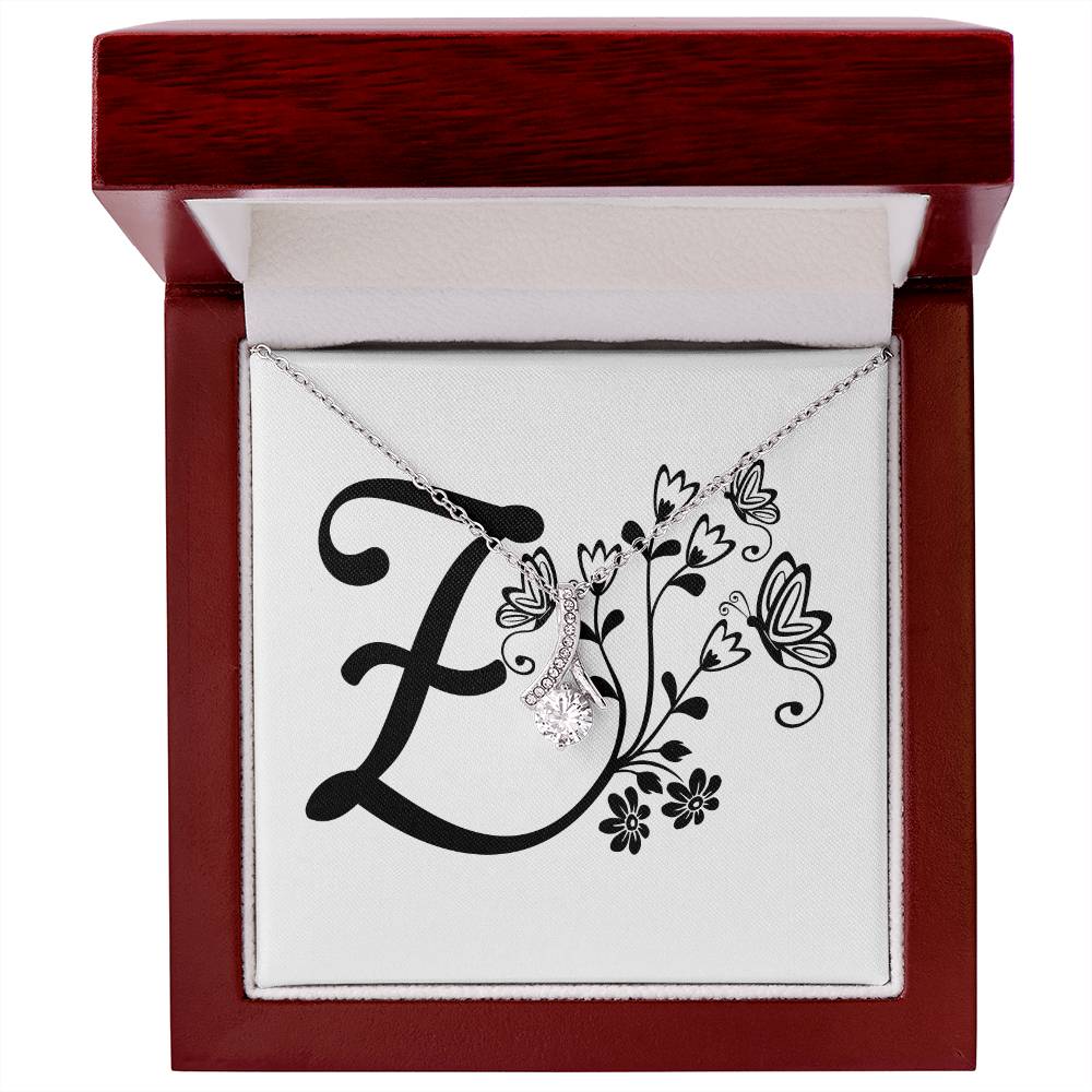 Botanical Monogram Z - Alluring Beauty Necklace With Mahogany Style Luxury Box
