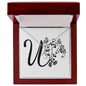 Botanical Monogram U - Alluring Beauty Necklace With Mahogany Style Luxury Box