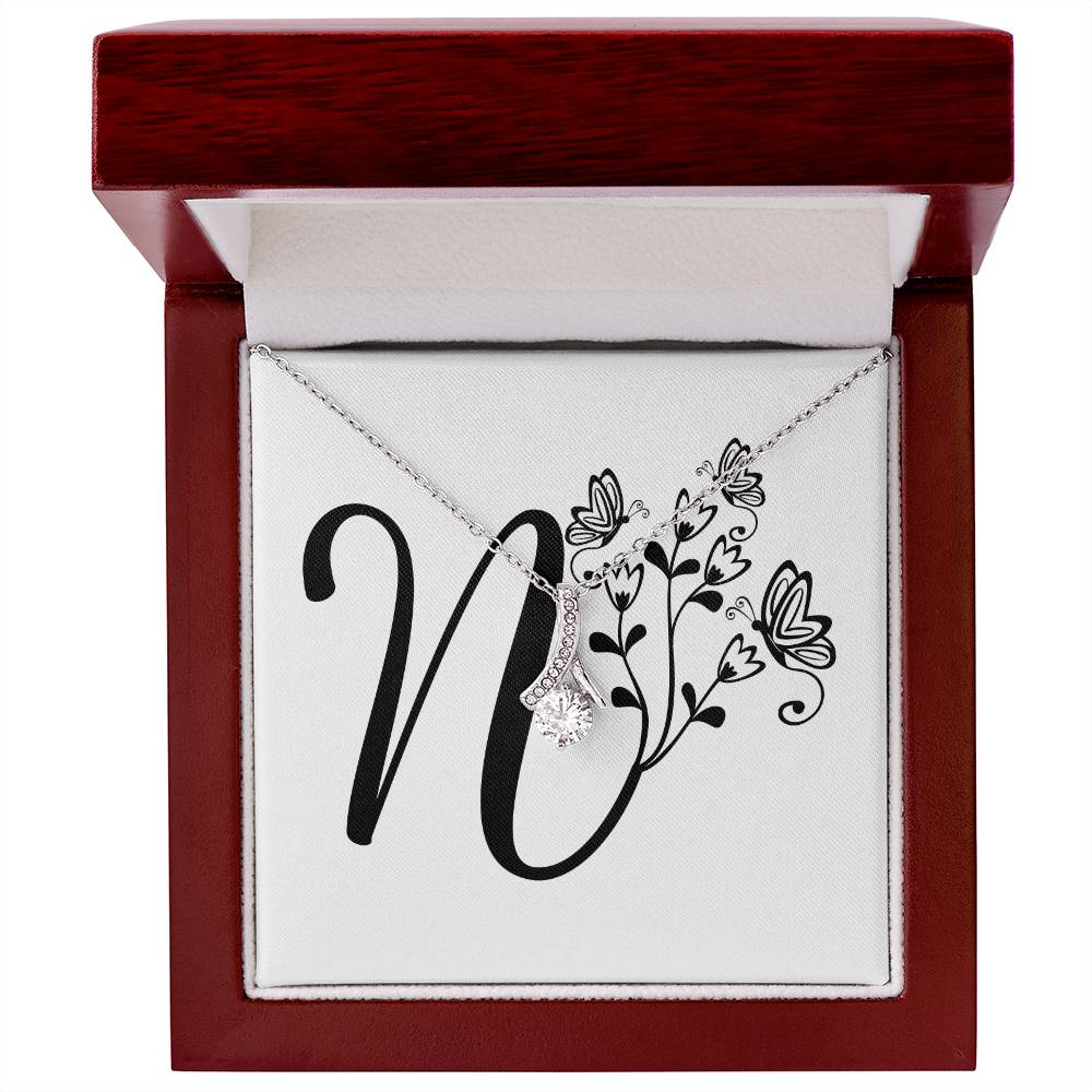 Botanical Monogram N - Alluring Beauty Necklace With Mahogany Style Luxury Box