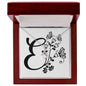 Botanical Monogram E - Alluring Beauty Necklace With Mahogany Style Luxury Box