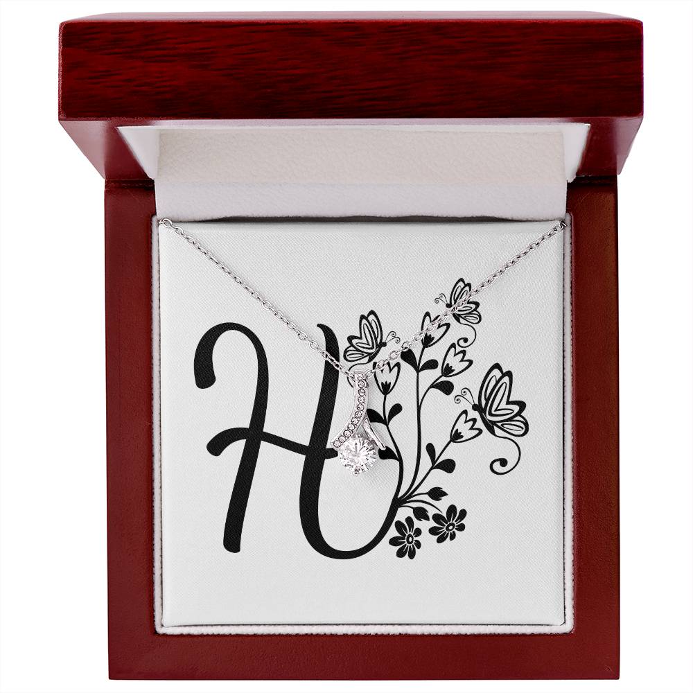 Botanical Monogram H - Alluring Beauty Necklace With Mahogany Style Luxury Box