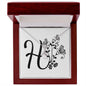 Botanical Monogram H - Alluring Beauty Necklace With Mahogany Style Luxury Box