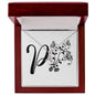Botanical Monogram P - Alluring Beauty Necklace With Mahogany Style Luxury Box