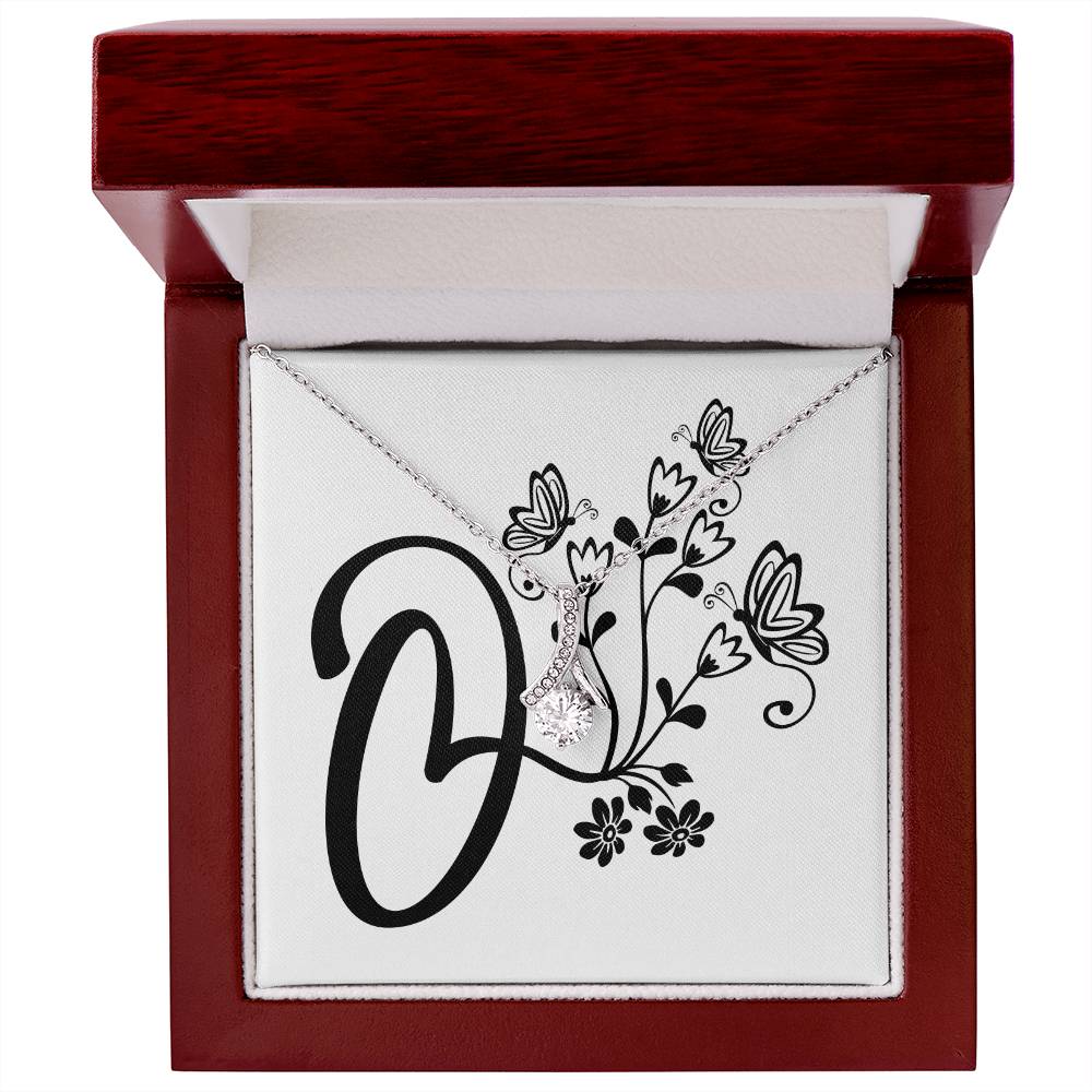 Botanical Monogram O - Alluring Beauty Necklace With Mahogany Style Luxury Box