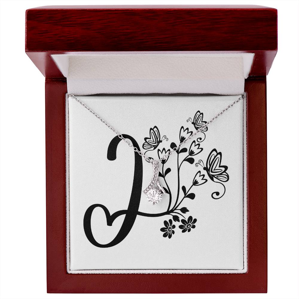 Botanical Monogram I - Alluring Beauty Necklace With Mahogany Style Luxury Box
