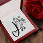 Botanical Monogram J - Alluring Beauty Necklace With Mahogany Style Luxury Box
