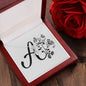Botanical Monogram A - Alluring Beauty Necklace With Mahogany Style Luxury Box