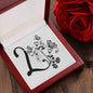 Botanical Monogram L - Alluring Beauty Necklace With Mahogany Style Luxury Box