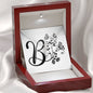 Botanical Monogram B - Alluring Beauty Necklace With Mahogany Style Luxury Box