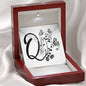 Botanical Monogram Q - Alluring Beauty Necklace With Mahogany Style Luxury Box