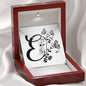 Botanical Monogram E - Alluring Beauty Necklace With Mahogany Style Luxury Box