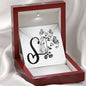 Botanical Monogram S - Alluring Beauty Necklace With Mahogany Style Luxury Box