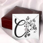 Botanical Monogram C - Alluring Beauty Necklace With Mahogany Style Luxury Box