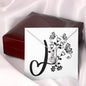 Botanical Monogram J - Alluring Beauty Necklace With Mahogany Style Luxury Box