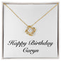 Happy Birthday Caryn - 18K Yellow Gold Finish Love Knot Necklace