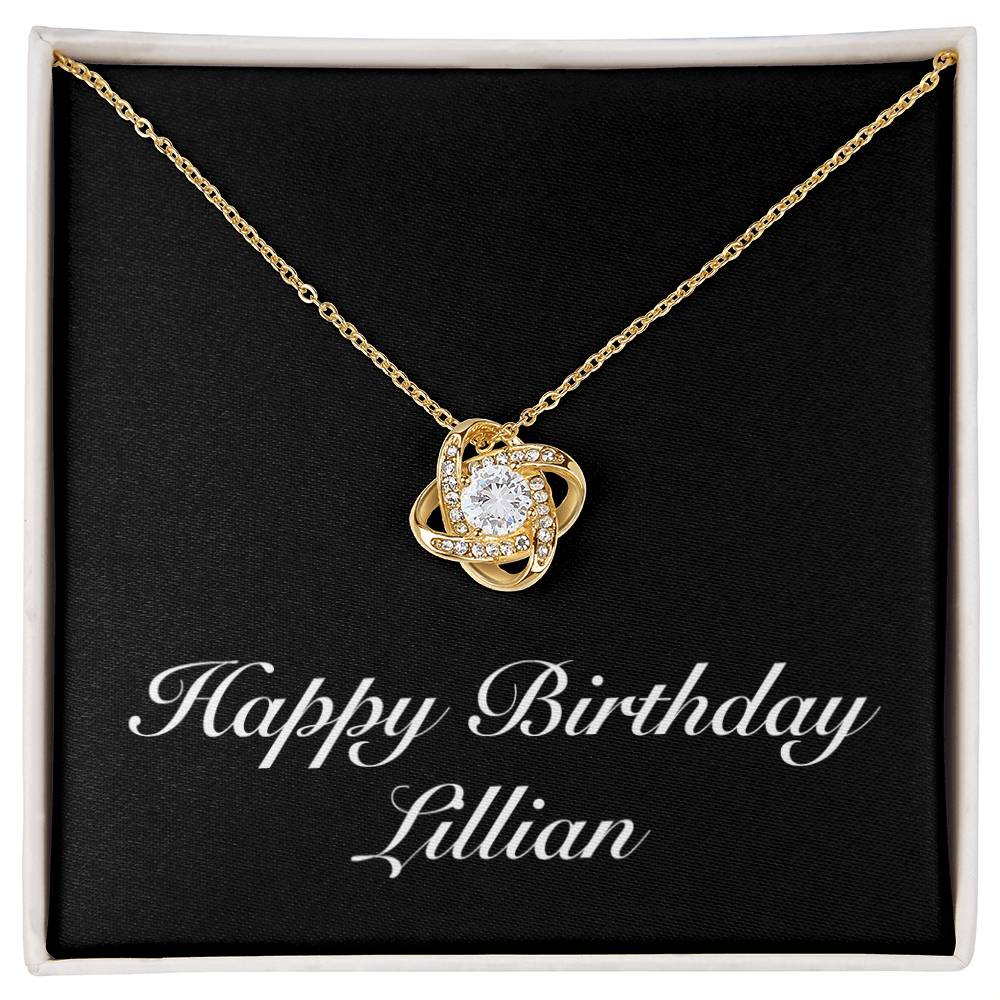 Happy Birthday Lillian v2 - 18K Yellow Gold Finish Love Knot Necklace