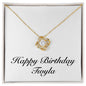 Happy Birthday Twyla - 18K Yellow Gold Finish Love Knot Necklace