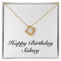 Happy Birthday Sidney - 18K Yellow Gold Finish Love Knot Necklace