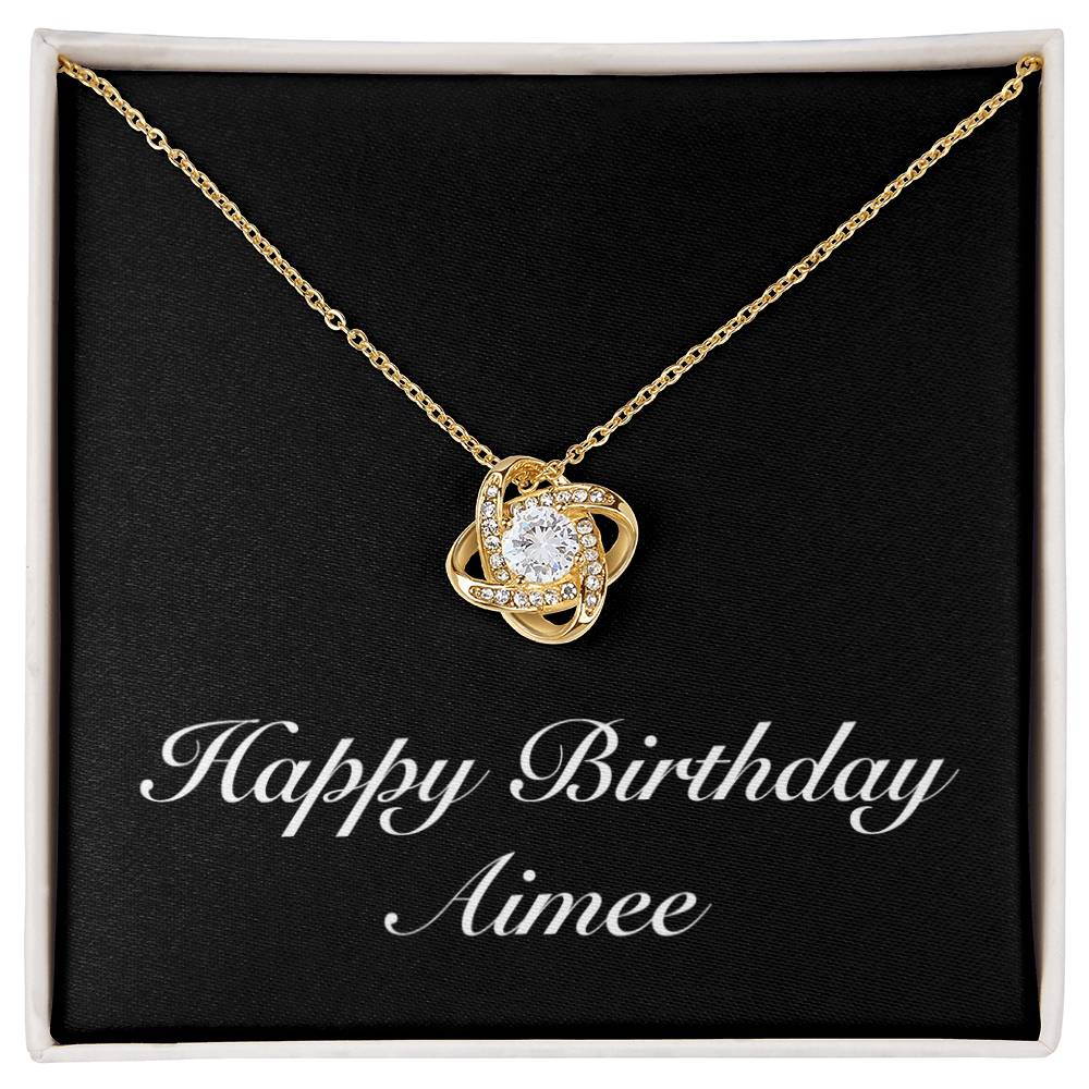 Happy Birthday Aimee v2 - 18K Yellow Gold Finish Love Knot Necklace