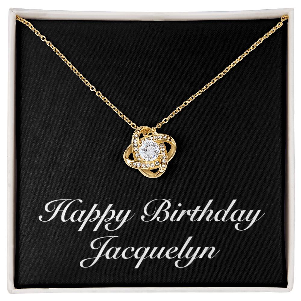 Happy Birthday Jacquelyn v2 - 18K Yellow Gold Finish Love Knot Necklace