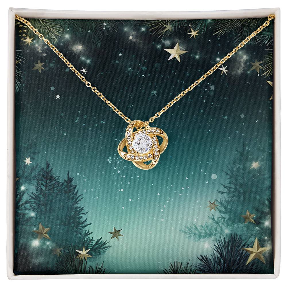 Christmas Background 111 - 18K Yellow Gold Finish Love Knot Necklace