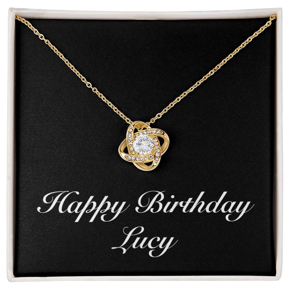 Happy Birthday Lucy v2 - 18K Yellow Gold Finish Love Knot Necklace