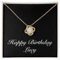 Happy Birthday Lucy v2 - 18K Yellow Gold Finish Love Knot Necklace