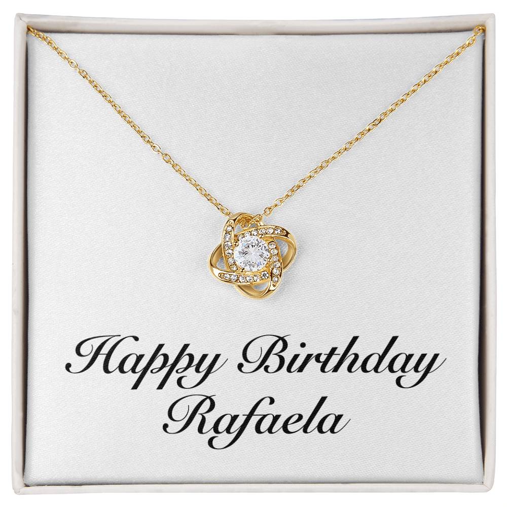 Happy Birthday Rafaela - 18K Yellow Gold Finish Love Knot Necklace