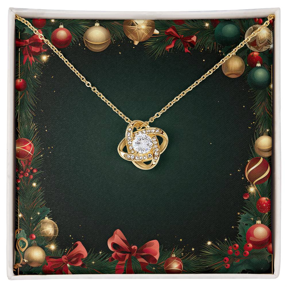 Christmas Background 066 - 18K Yellow Gold Finish Love Knot Necklace
