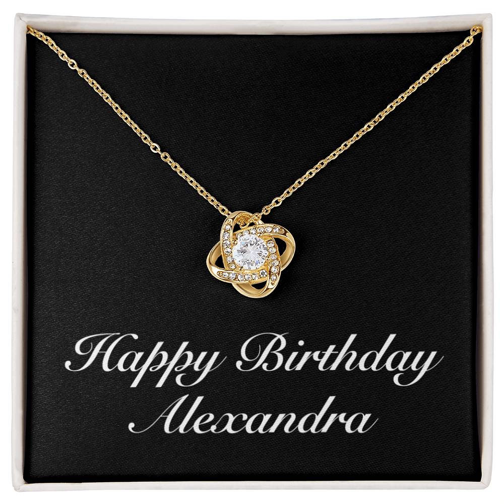 Happy Birthday Alexandra v2 - 18K Yellow Gold Finish Love Knot Necklace