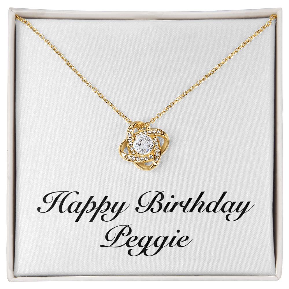 Happy Birthday Peggie - 18K Yellow Gold Finish Love Knot Necklace