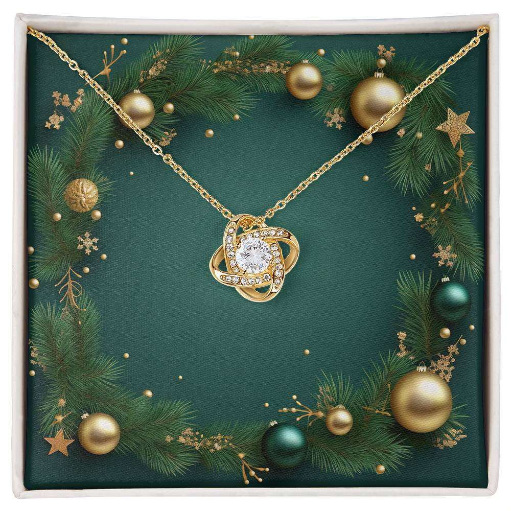 Christmas Background 035 - 18K Yellow Gold Finish Love Knot Necklace