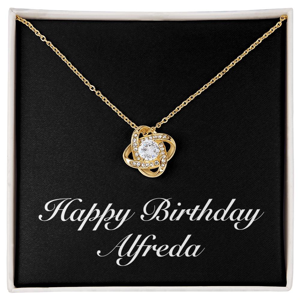 Happy Birthday Alfreda v2 - 18K Yellow Gold Finish Love Knot Necklace