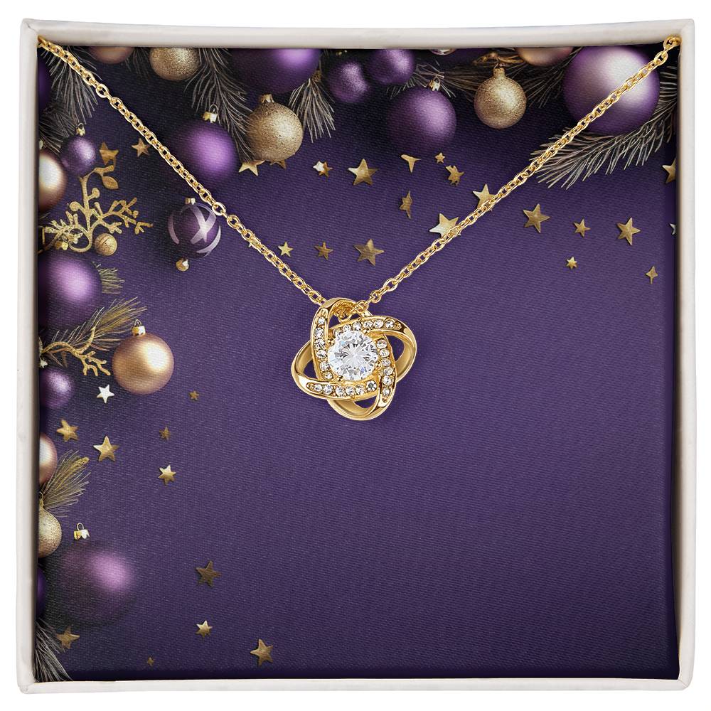 Christmas Background 054 - 18K Yellow Gold Finish Love Knot Necklace