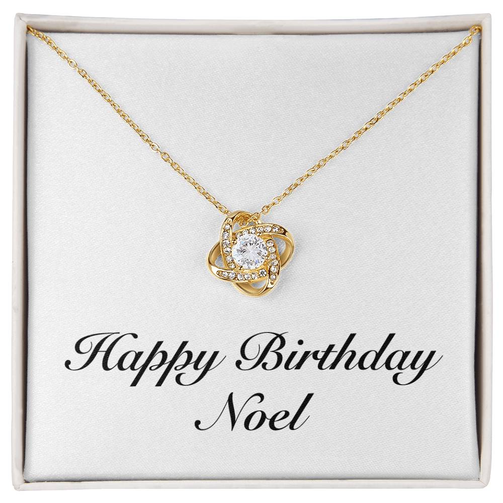 Happy Birthday Noel - 18K Yellow Gold Finish Love Knot Necklace