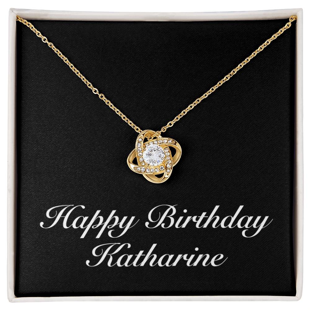 Happy Birthday Katharine v2 - 18K Yellow Gold Finish Love Knot Necklace
