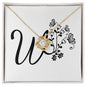 Botanical Monogram W - 18K Yellow Gold Finish Love Knot Necklace