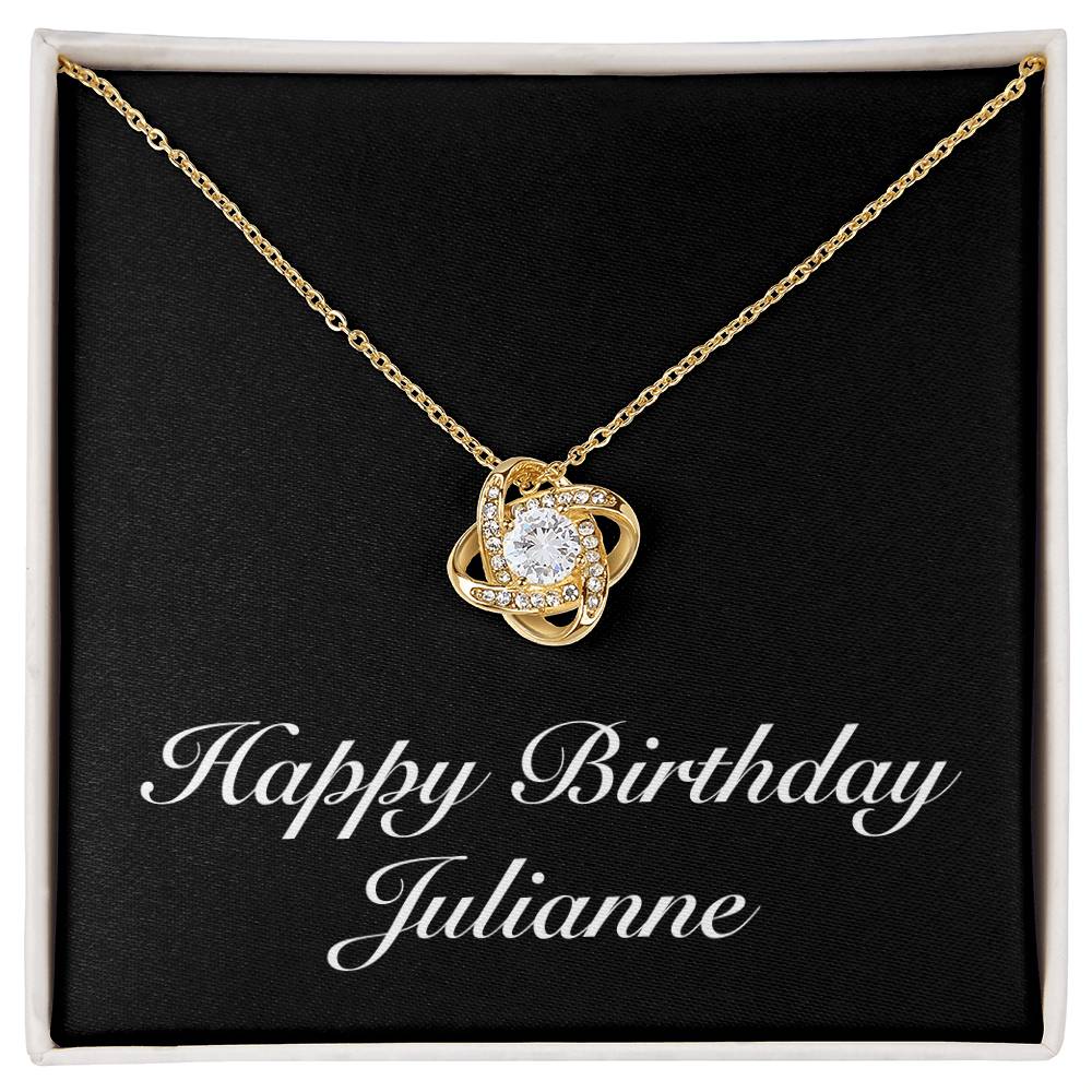 Happy Birthday Julianne v2 - 18K Yellow Gold Finish Love Knot Necklace