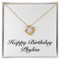 Happy Birthday Phyliss - 18K Yellow Gold Finish Love Knot Necklace